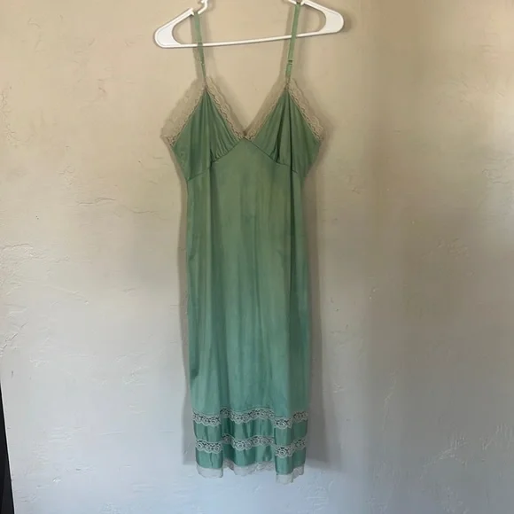 Merville Dresses | Merville Vintage Slip Dress! | Color: Green/White | Size: M | Nicoshell23'S Closet